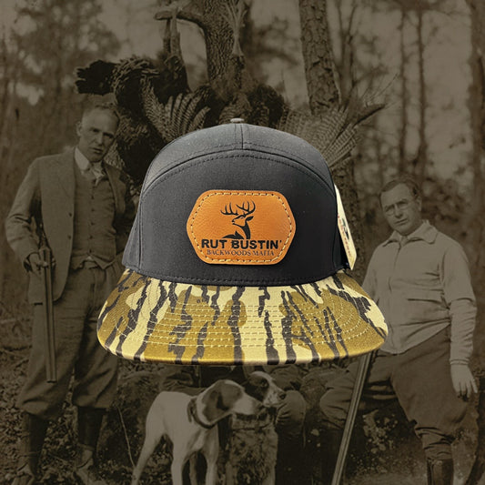 Rut Bustin’ Leather Patch Black/Bottomland Custom 7 Panel